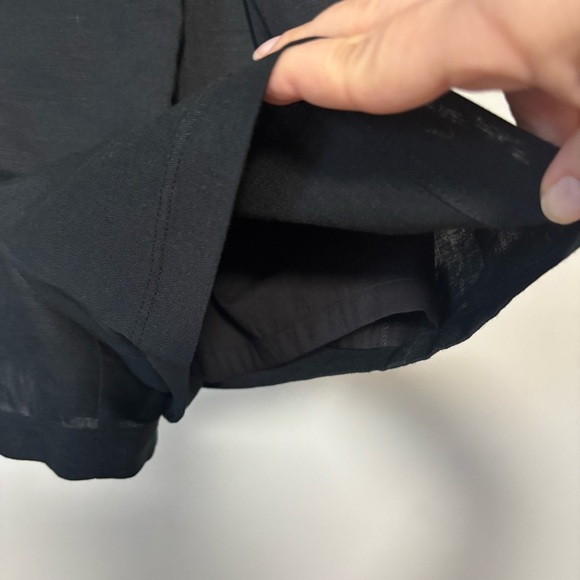 Parker NY Black Linen High Neck Sleeveless Back Tie Pleated Shorts Romper NWT - Picture 4 of 9